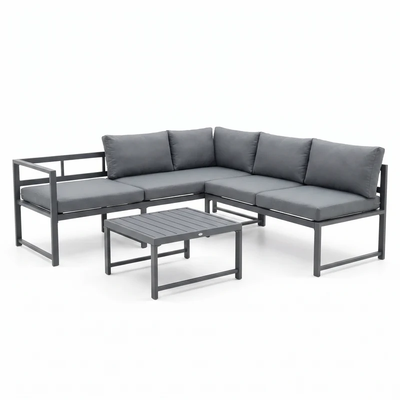 Conjunto De Jardín Sofá Esquinero Modular De Aluminio Antracita