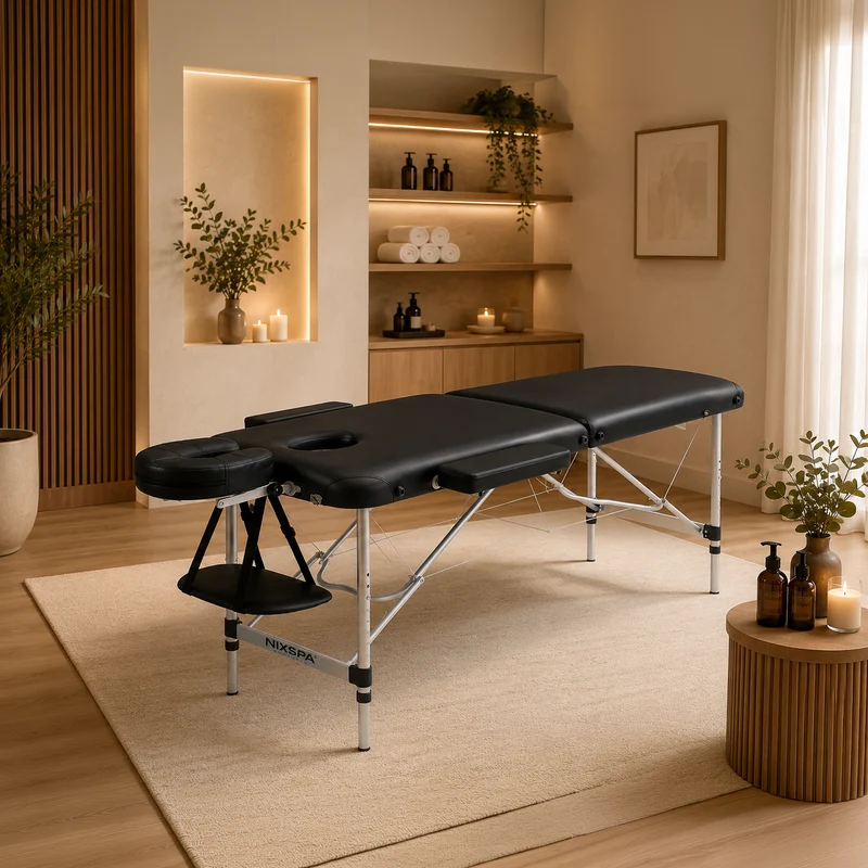 Camilla De Masaje Plegable 60 cm Altura Regulable Reposacabezas Nix Spa
