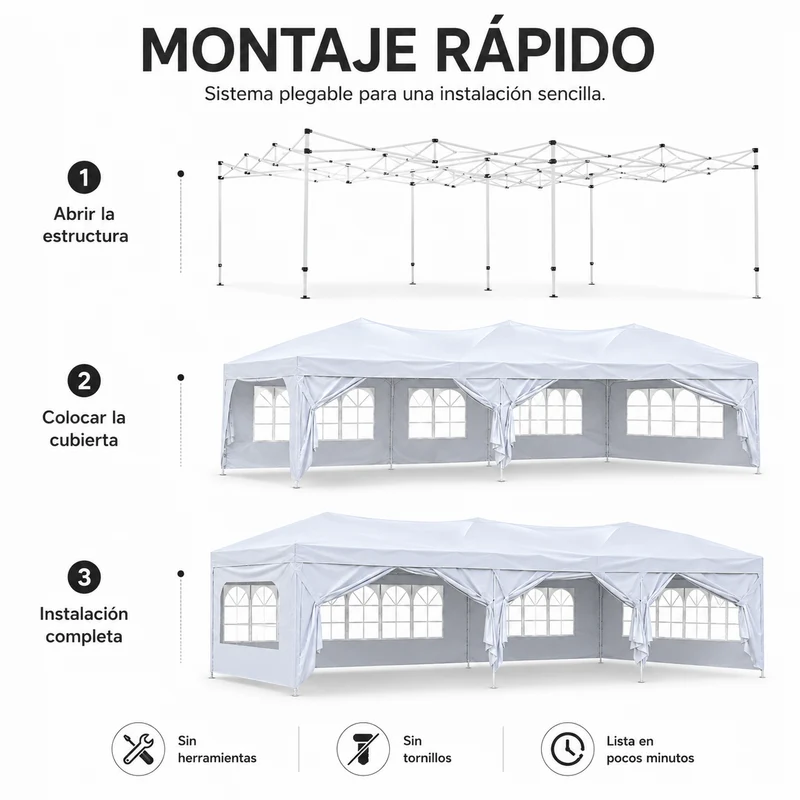Carpa Plegable 6x3 M Con 6 Paredes Y Estructura Reforzada