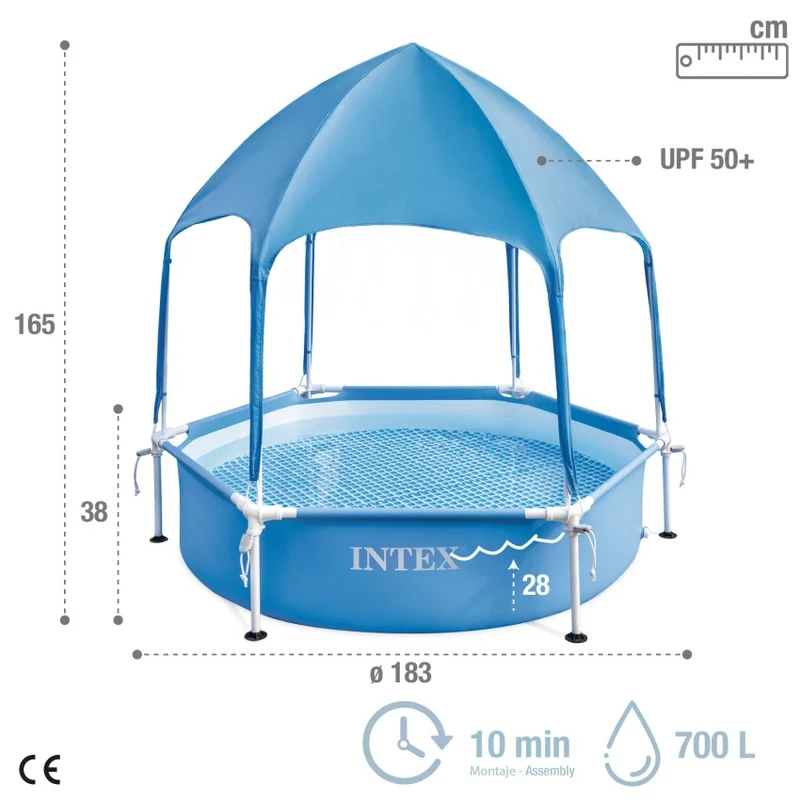 Intex Metal Frame Piscina Desmontable Hexagonal 700 Litros Azul