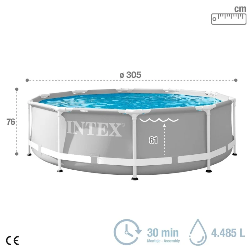 INTEX Prism Frame Piscina Redonda Desmontable 305x76cm Gris