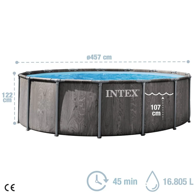 Intex Greywood Prism Frame Piscina Desmontable Redonda 457x122 cm Depuradora