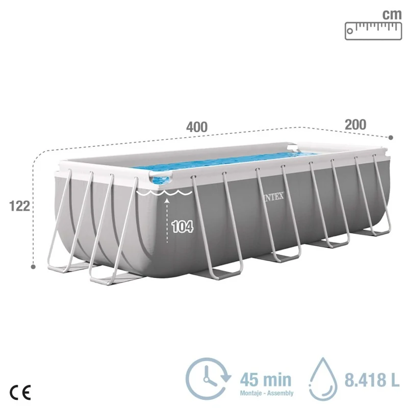 Intex Piscina Desmontable Rectangular Prism Frame 400x200x122cm con Depuradora