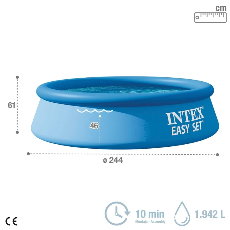 Intex Easy Set Piscina Hinchable Redonda 244x61 cm Azul