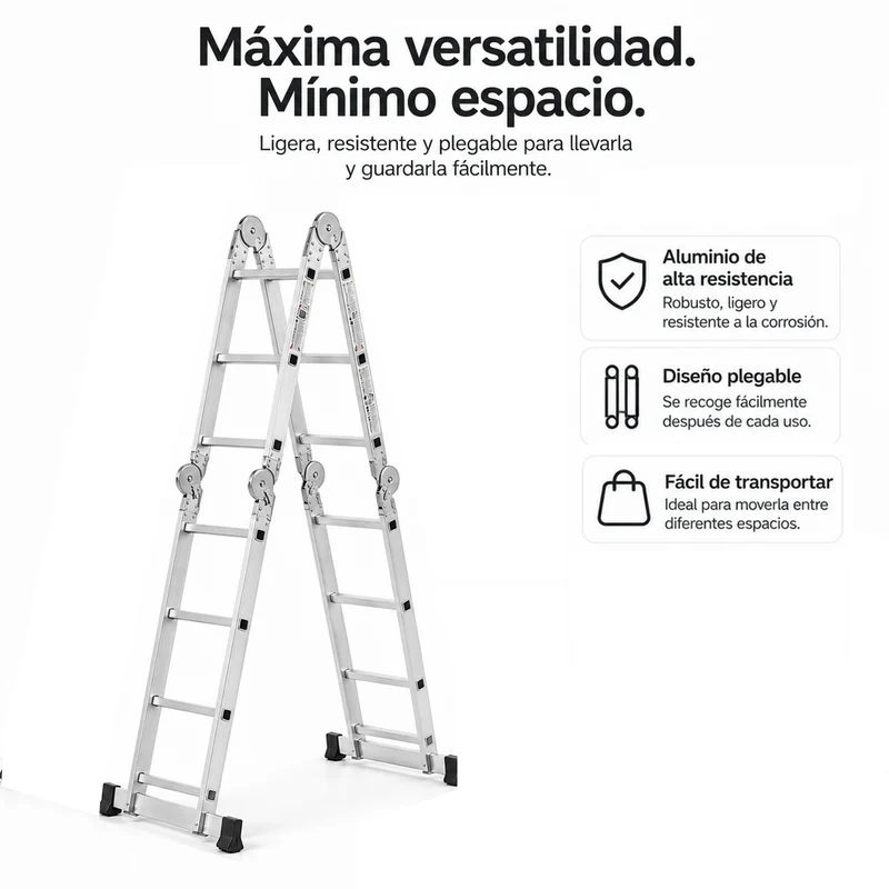 Escalera de Aluminio Multiposición 4 en 1 Plegable
