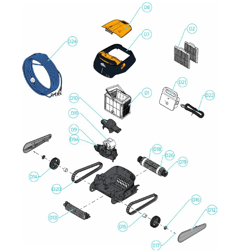 Aspirador de Piscina Eléctrico Dolphin E30 - Recambios