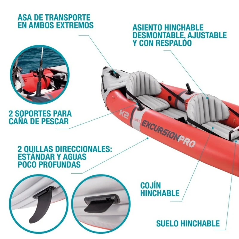 Intex Excursion Pro Kayak Hinchable 2 Plazas 384x94x46cm