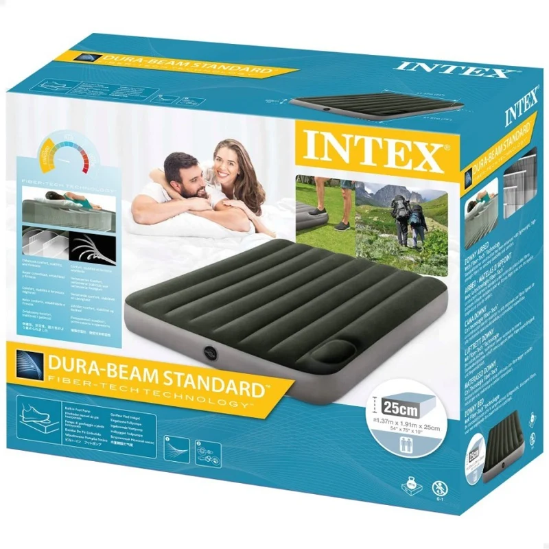 Intex Colchón Hinchable Doble Downy Fiber-Tech 137x191 cm