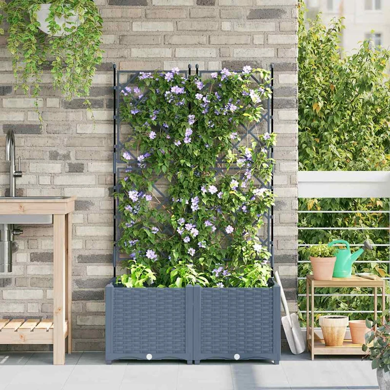 Tuinsteker Met Schutting En Wielen 3 St 120 X 40 X 149 Cm
