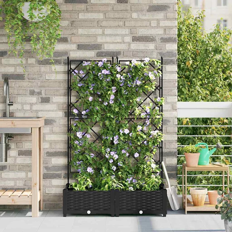 Tuinsteker Met Schutting En Wielen 3 St 120 X 40 X 149 Cm