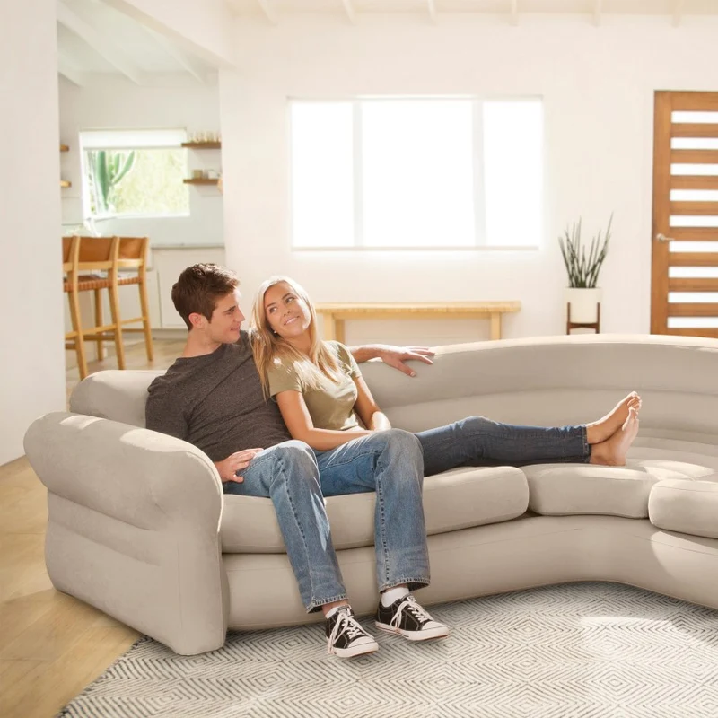 Intex Sofá Rinconera Hinchable 257x203x76 cm Crema