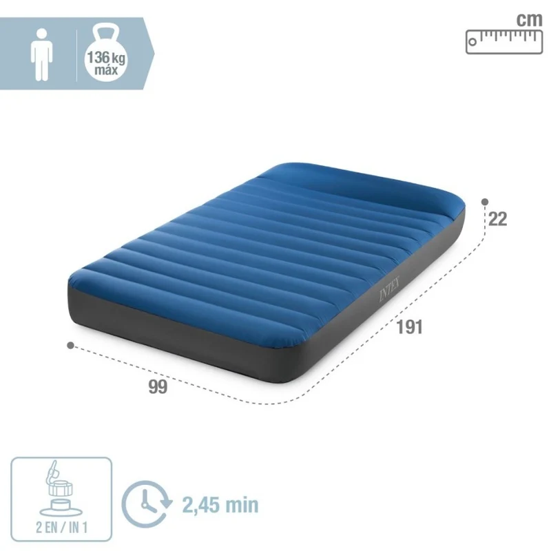 Intex Camping Mattress Colchón Hinchable Individual 99x191cm