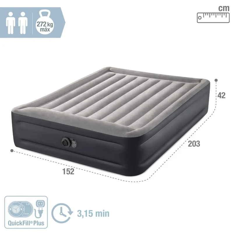 Intex Dura-Beam Plus Deluxe Pillow Rest Colchón Hinchable Queen 152x203x42cm