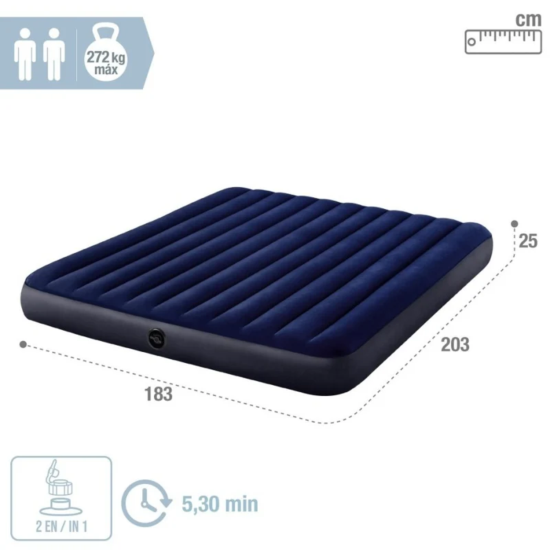 Intex Classic Downy Dura-Beam Colchón Hinchable Doble 183x203cm