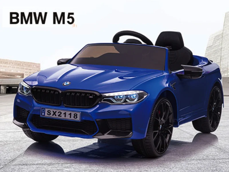 Bmw M5,Lithium, Leder Zitje, Rubberen Banden, Kinder Accu Auto!