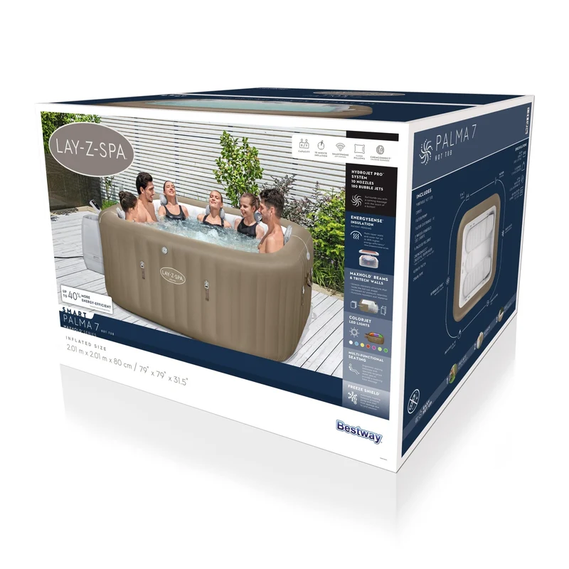 Lay-Z Spa Palma EnergySense Smart Hydrojet Pro opblaasbare spa - 7 persoons