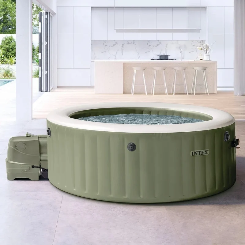 Intex Pure Spa Bubble Massage Olive Green – 4‑persoons