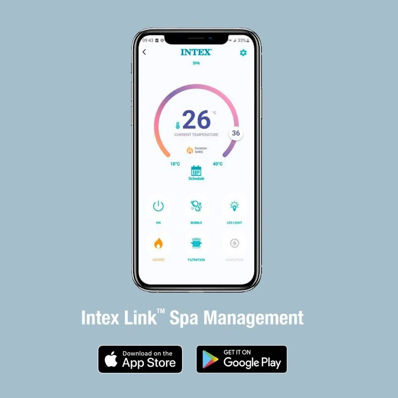 Intex PureSpa Greywood Deluxe opblaasbare spa, 6 persoons