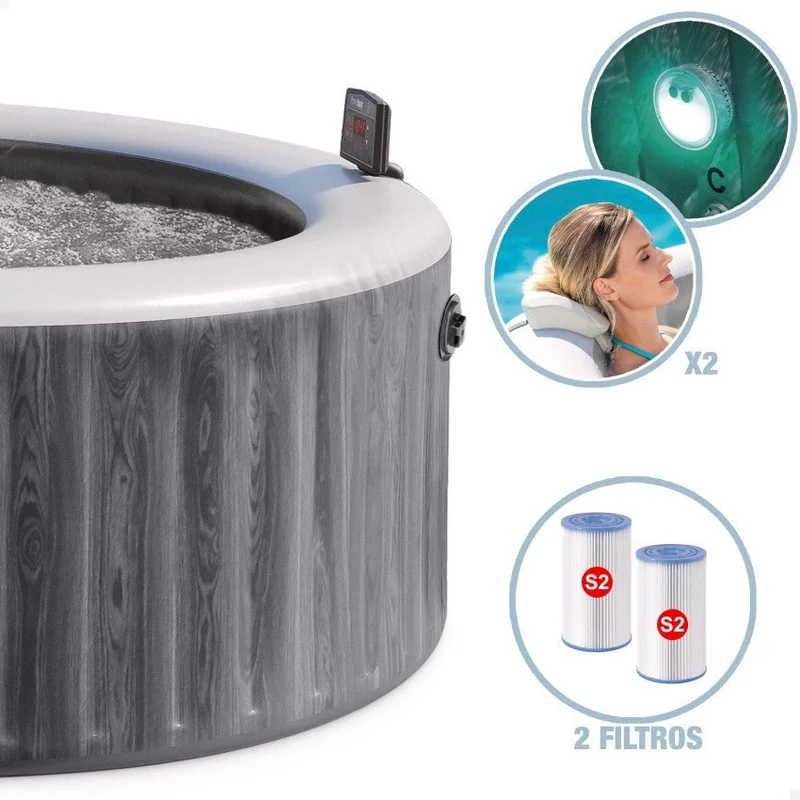 Intex PureSpa Greywood Deluxe opblaasbare spa, 6 persoons