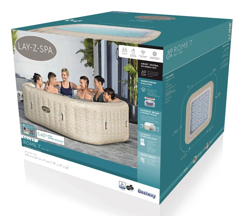 Lay-Z-Spa Rome Energy-Efficient Smart AirJet met App Bediening 7 Persoons