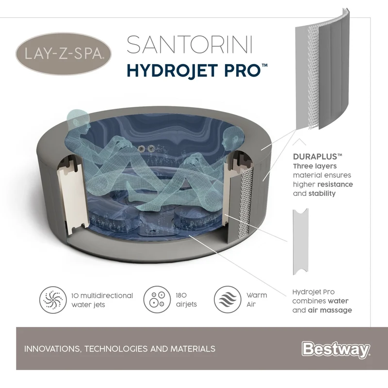 Lay-Z Spa Santorini HydroJet Pro opblaasbare spa - 7 persoons