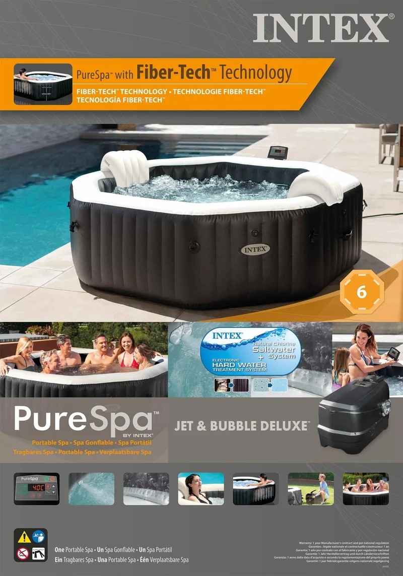 Intex Pure Spa Jet & Bubble Deluxe opblaasbare spa - 6 persoons