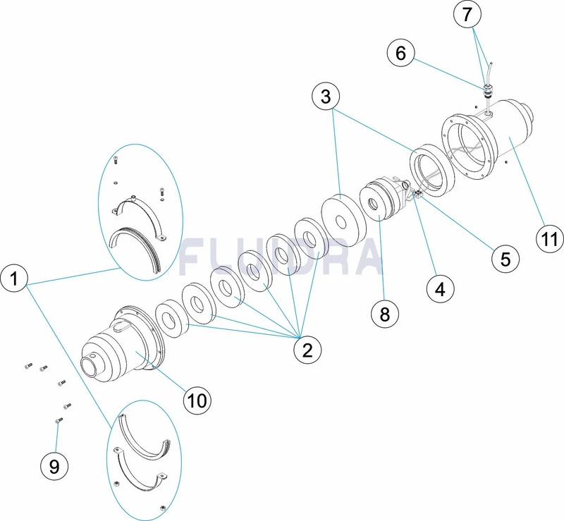Blower de Uso Intermimente 1,10 kW, caudal 133 m3/h Recambios