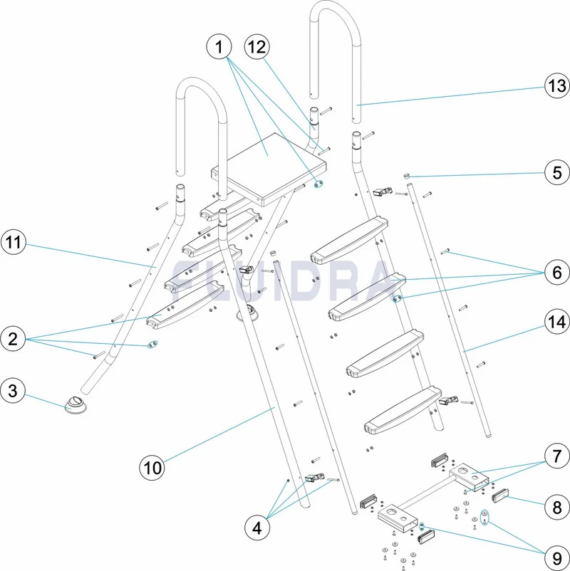 Escada de Segurança para Piscinas Elevadas Recambios
