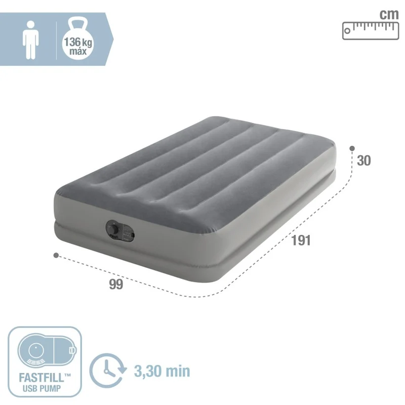 Intex Dura-Beam Standard Prestige Mid-Rise Airbed 99x191 cm Grey