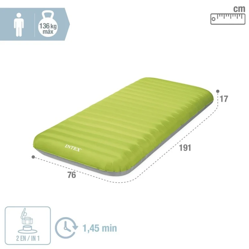 Intex TPU Camping Mat Colchón Hinchable Individual con Hinchador USB