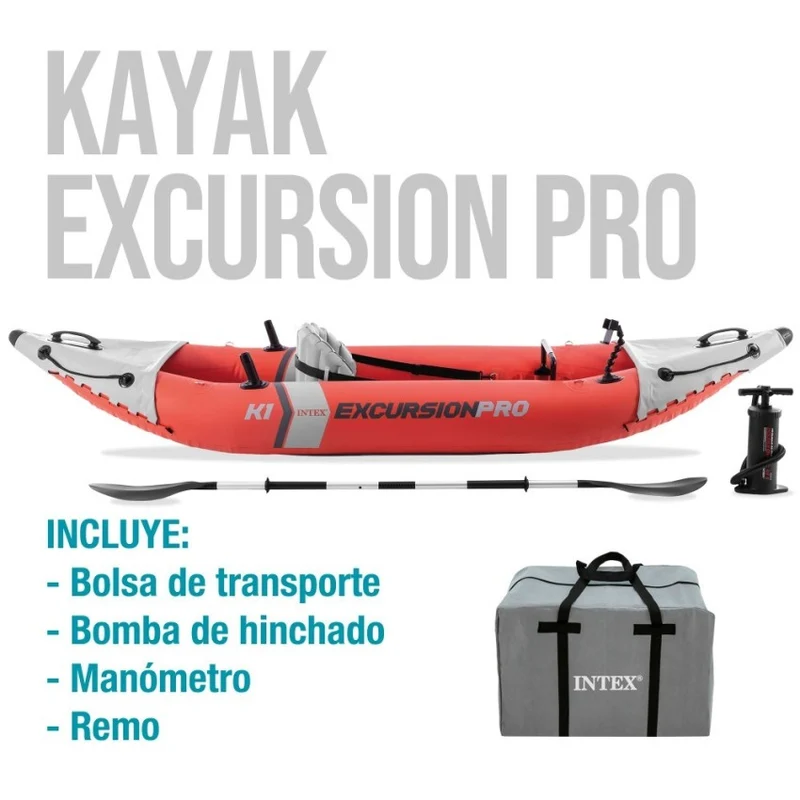 Intex Excursion Pro Kayak Hinchable Individual 305cm Rojo