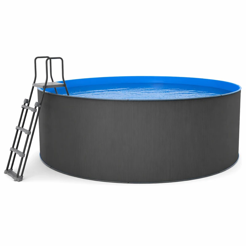 Piscina elevada sin obra de acero redonda antracita