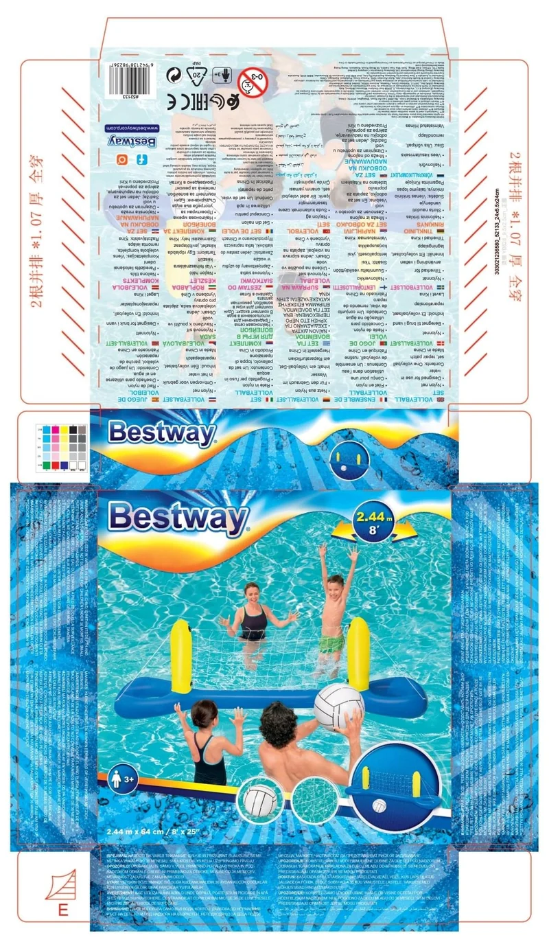 Bestway Opblaasbaar Volleybalspel Blauw 244cm