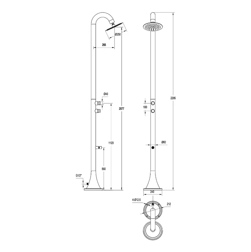 Chuveiro Inox Sined DOPPIO TMP