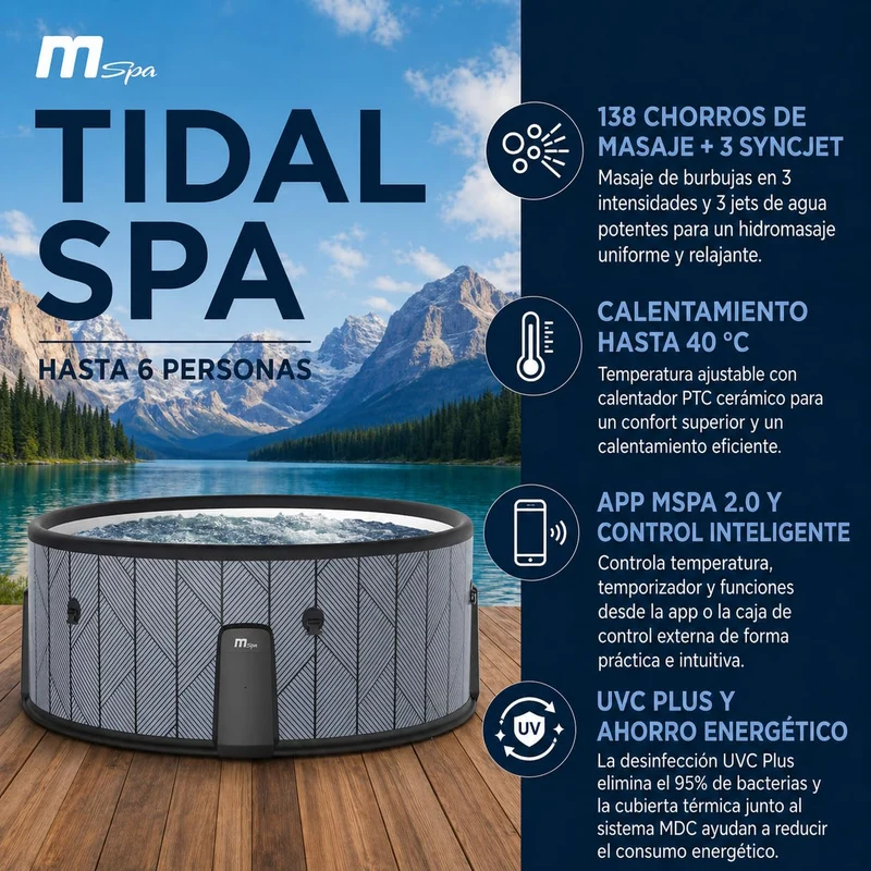 MSpa Spa hinchable semirrígido circular Tidal 4–6 personas
