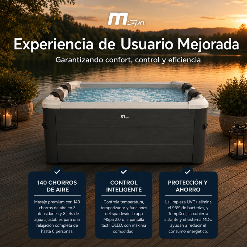 MSpa – Spa rígido cuadrado Oslo Aero Plus 4–6 personas