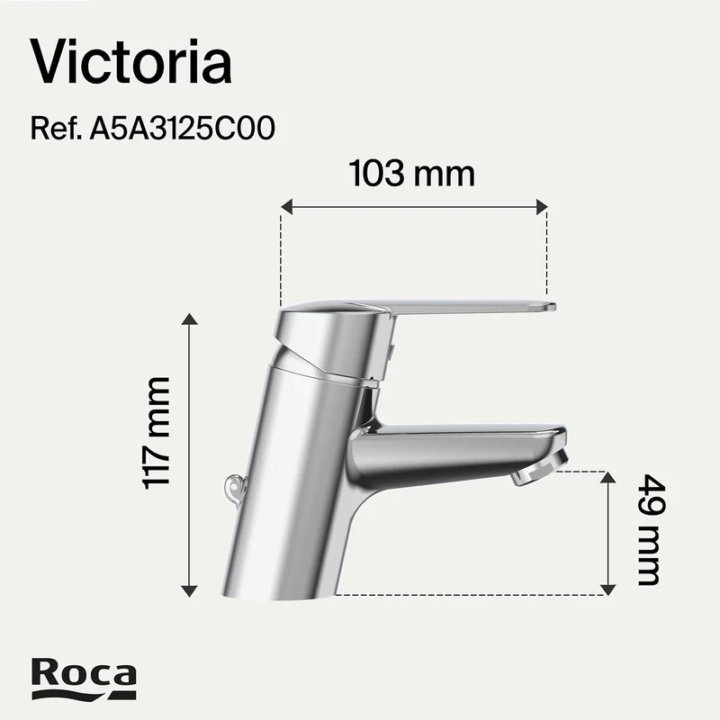 Roca - Victoria grifería para lavabo con enganche para cadenilla A5A3125C00