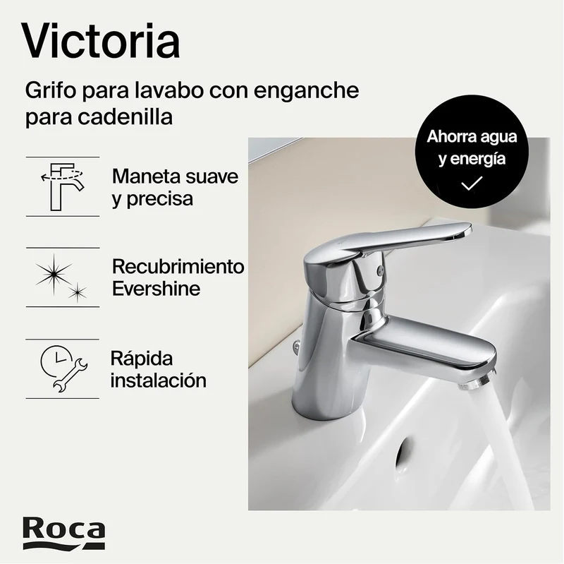 Roca - Victoria grifería para lavabo con enganche para cadenilla A5A3125C00