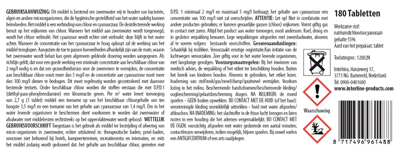 Interline Mini Quick Chloortabletten - 180 stuks à 2,7 gram - NL