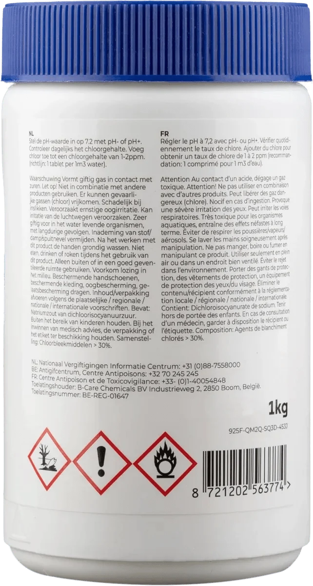 W'eau grote chloortabletten 200 grams 1 kg