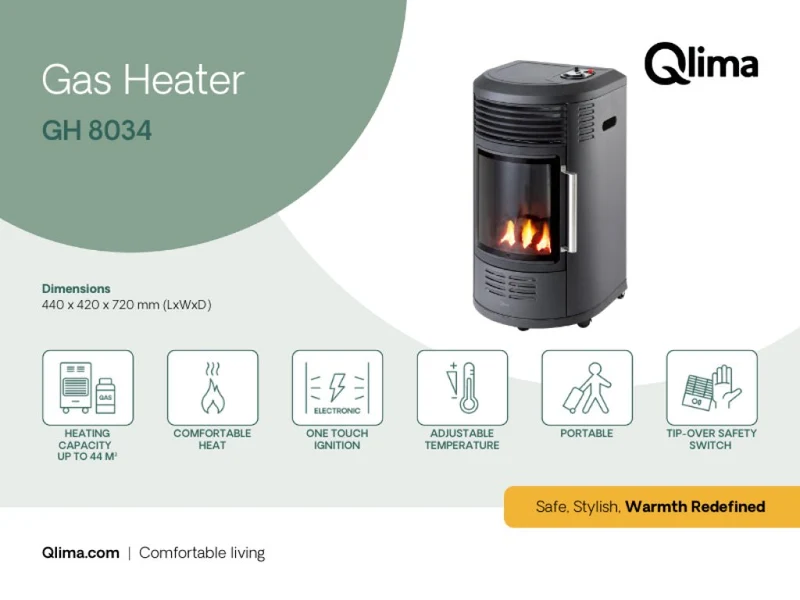 Qlima GH 8034 Gaskachel – Zwart