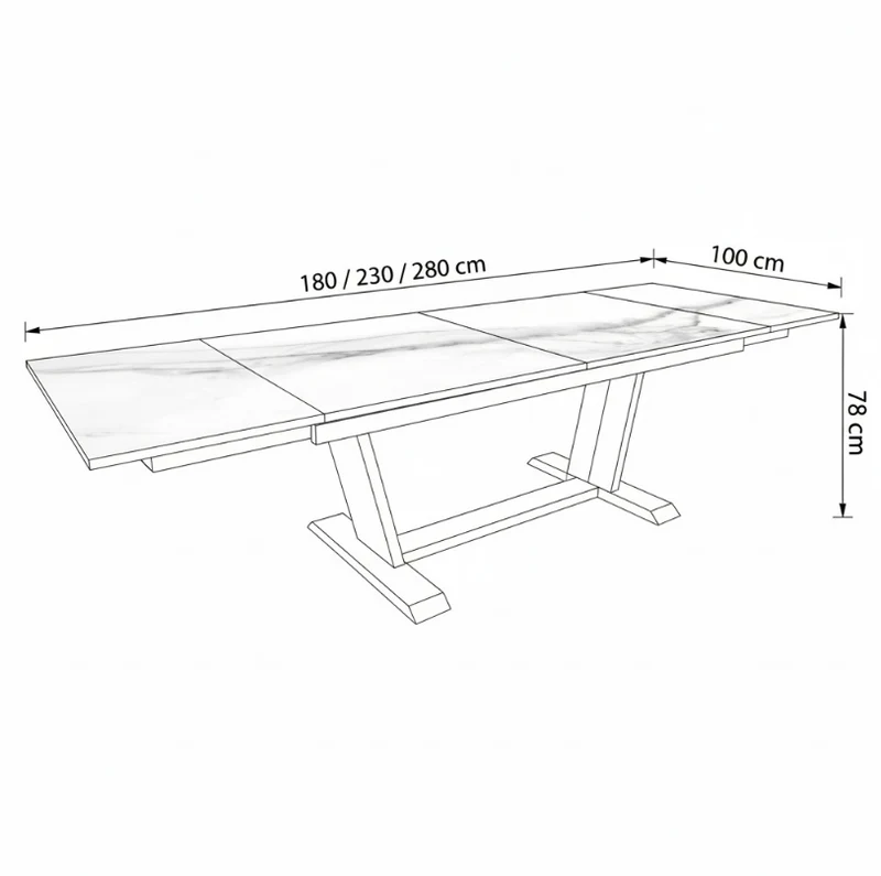 Mesa Retangular TRAVERTINO Sined 180-280cm
