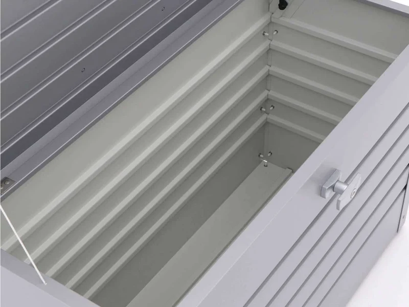 Biohort – Arcón de metal para exterior plata metálica