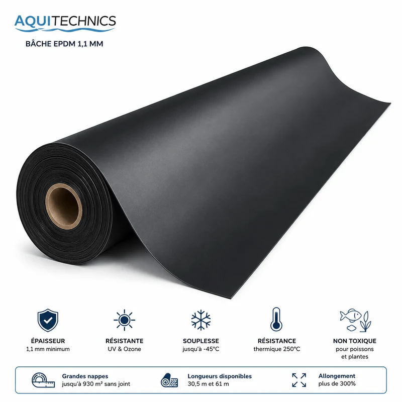 Bâche EPDM - Aquitechnics - Meilleure qualité du marché ! (Prix au M²) - Pondgard Quality