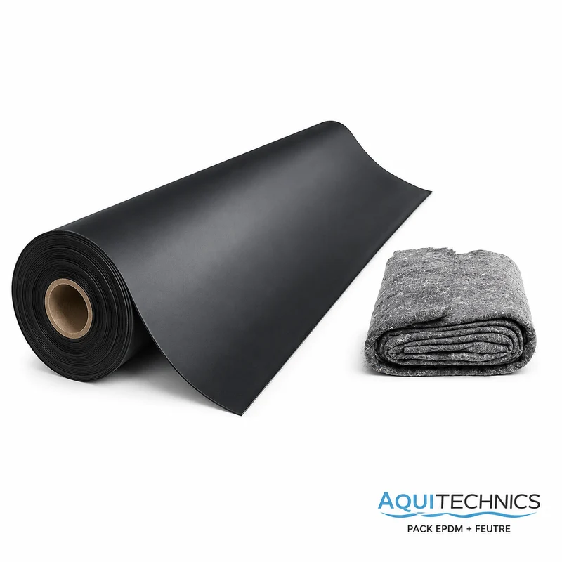 Pack Bâche EPDM + Feutre Premium 400G/M² - Aquitechnics - Meilleure qualité du marché ! (Prix au M²) - Pondgard Quality
