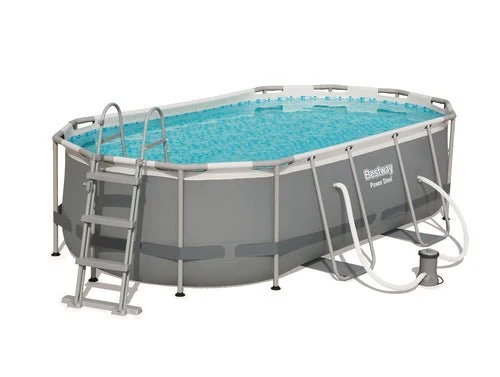 Bestway Power Steel Zwembad Set Ovaal Grijs 427 cm x 250 cm x 100 cm