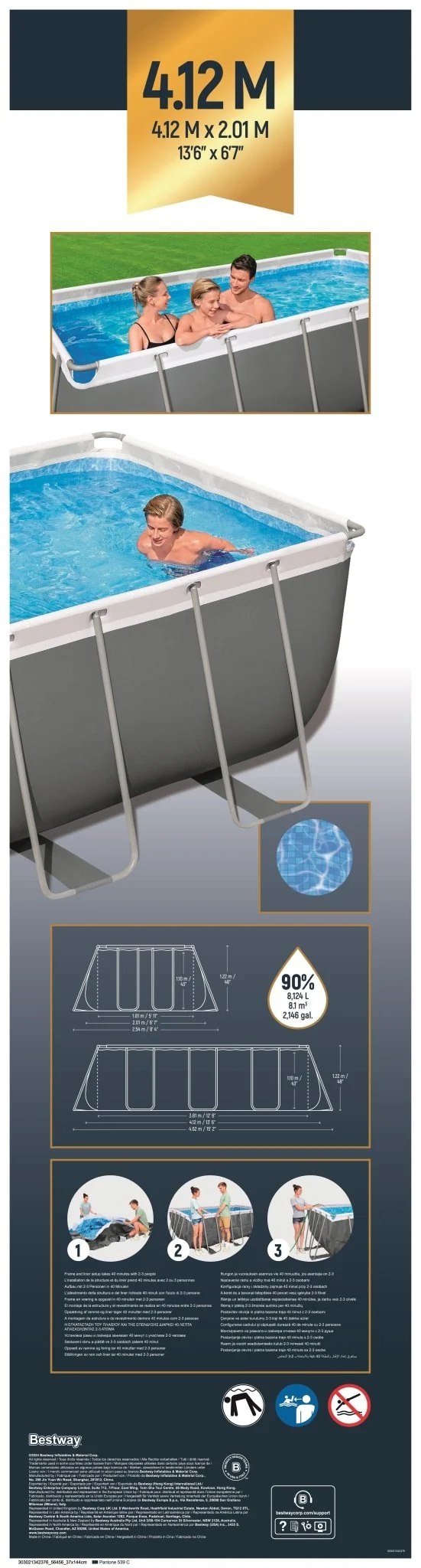 Bestway Steel Pro Max Bovengronds Zwembad Set 412 cm x 201 x 122 cm