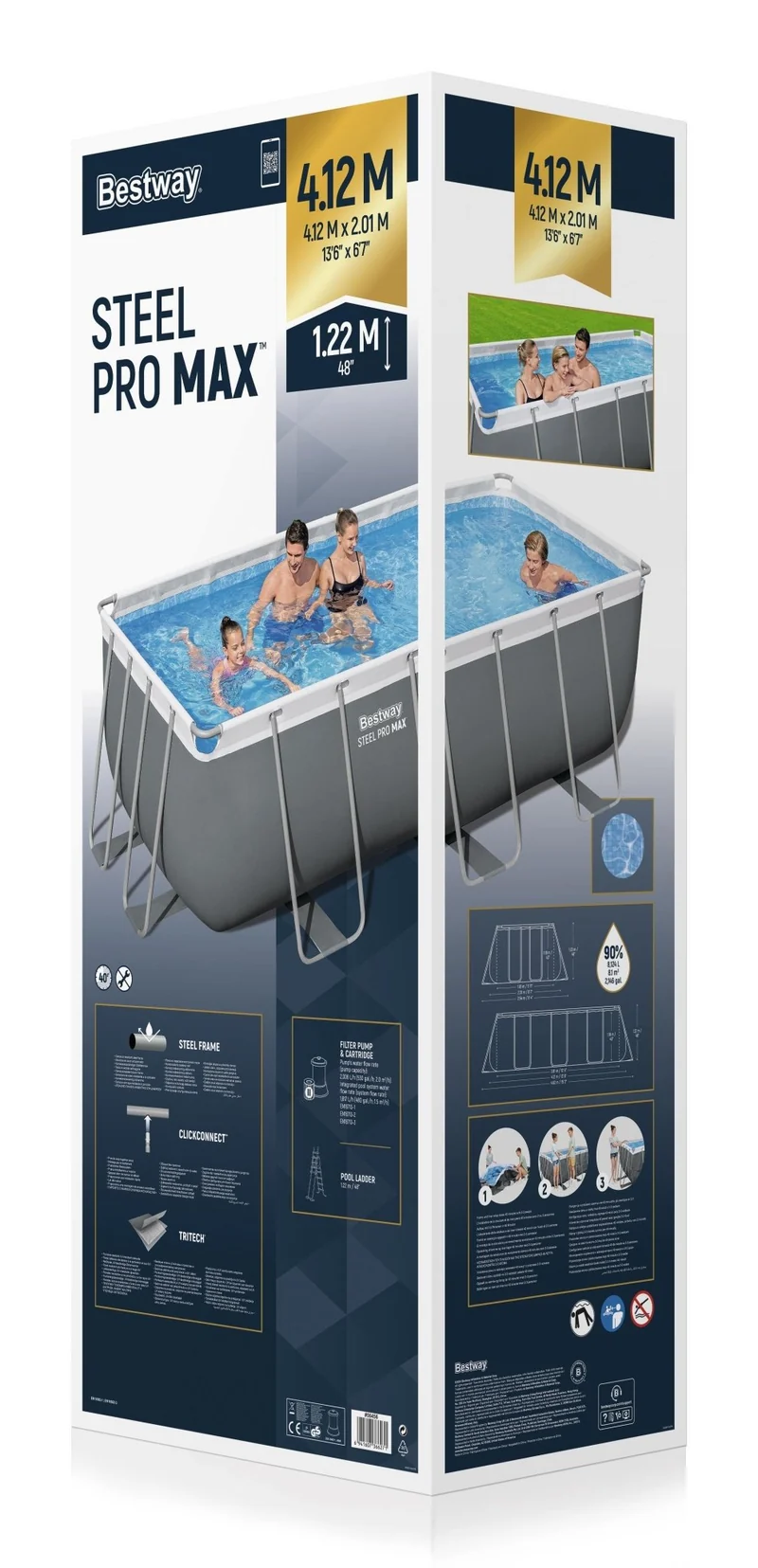 Bestway Steel Pro Max Bovengronds Zwembad Set 412 cm x 201 x 122 cm