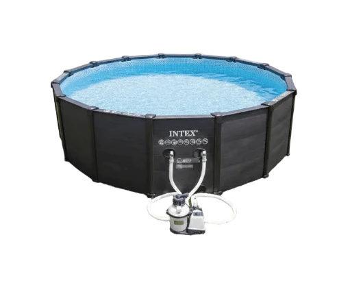 Intex Graphite Prism Panel Pool Ø 478 x 124 cm – Compleet met Zandfilterpomp en Accessoires