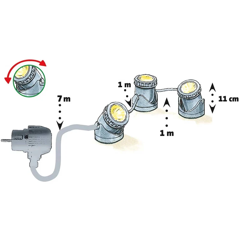 Kit 3 spots LED bassin et jardin Heissner U130-T
